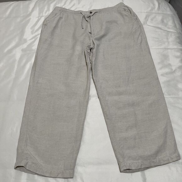 Cubavera Pants Linen Rayon Men's XL (40-42 X 32) Beige Off White Elastic Waist - Picture 3 of 11